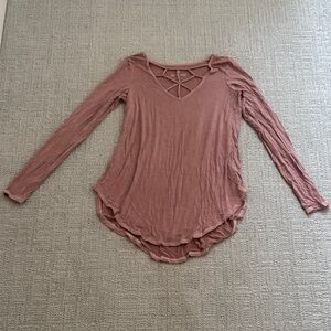 American Eagle Dusty Rose Long Sleeve Top